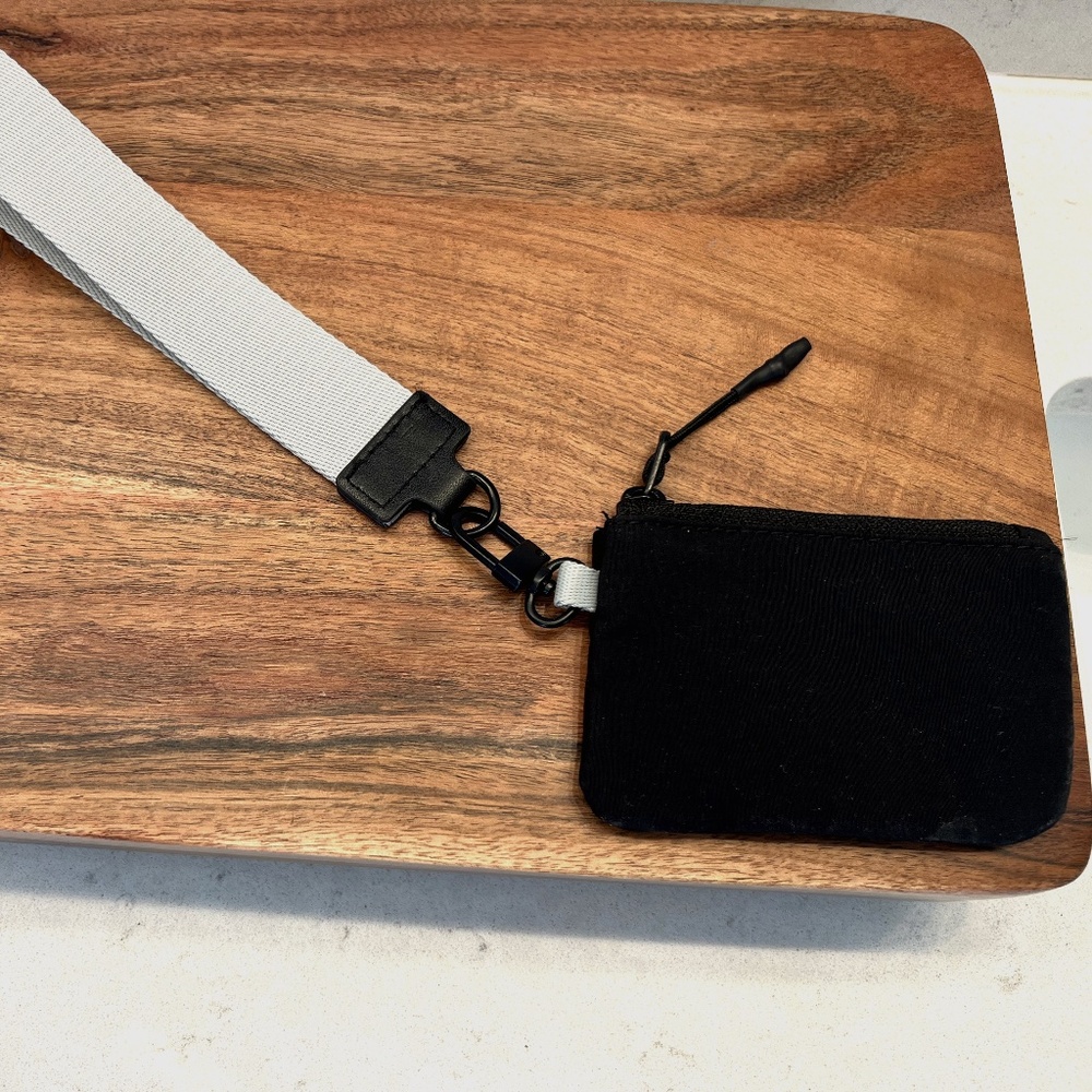 New Black and Grey Wristlet Key Fob With Pouch for cash, cards, coins
